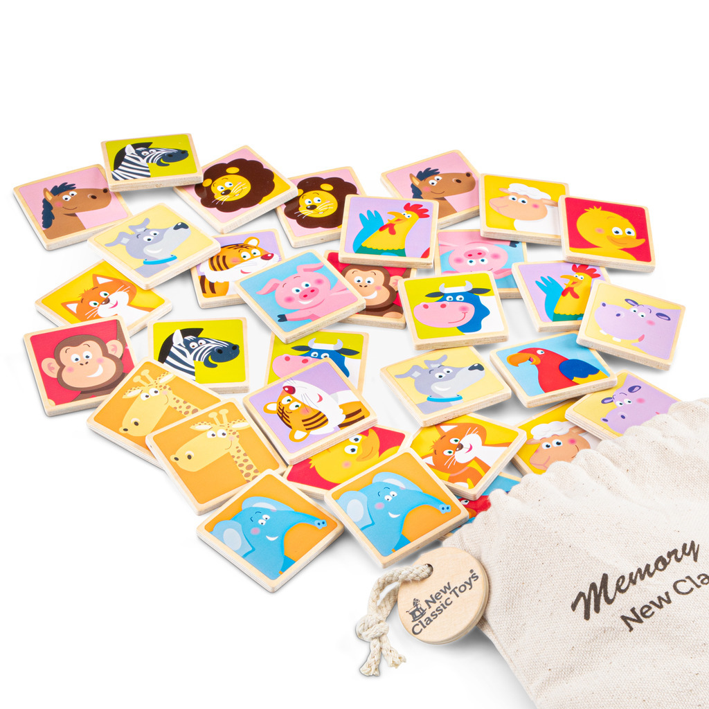 Jeu De Mémoire Memory - Animaux De La Ferme New Classic Toys - Développe La Concentration Et La Mémoire Des Enfants