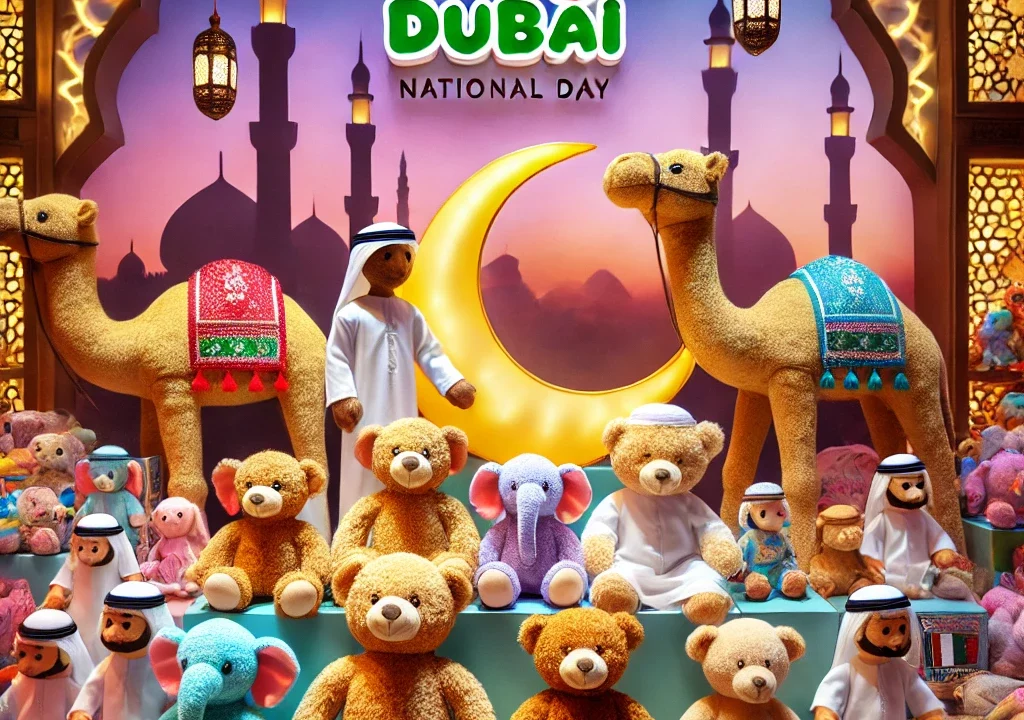 Colorful stuffed animals for UAE National Day, Ramadan & Eid, featuring camels, teddy bears & more. Shop at Toy Dubai for plush toys.
