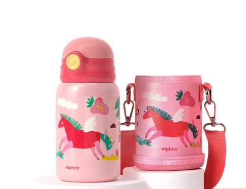 Mideer – Vacuum Insulated Bottle 450ml with Bottle Holder – Unicorn