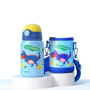 Mideer Vacuum Insulated Bottle 450ml with Bottle Holder – T-Rex