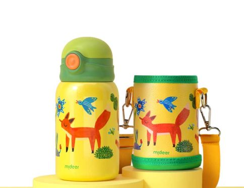 Mideer – Vacuum Insulated Bottle 450ml with Bottle Holder – Little Fox