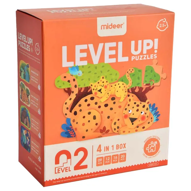 Mideer - 4-in-1 Level Up Puzzles Animals - Level 2