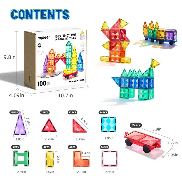 Mideer - Distinctive Magnetic Tiles - 100pcs (6)