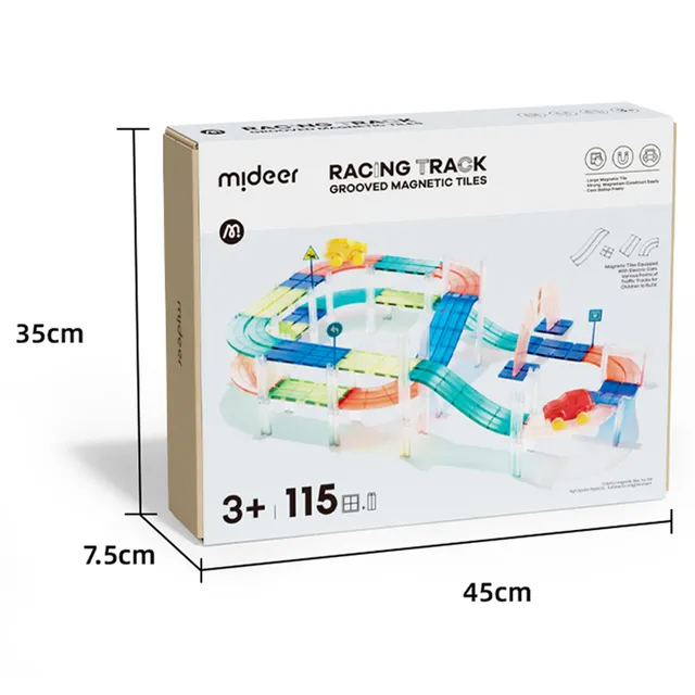 Mideer - Grooved Magnetic Tiles - Racing Track (2)