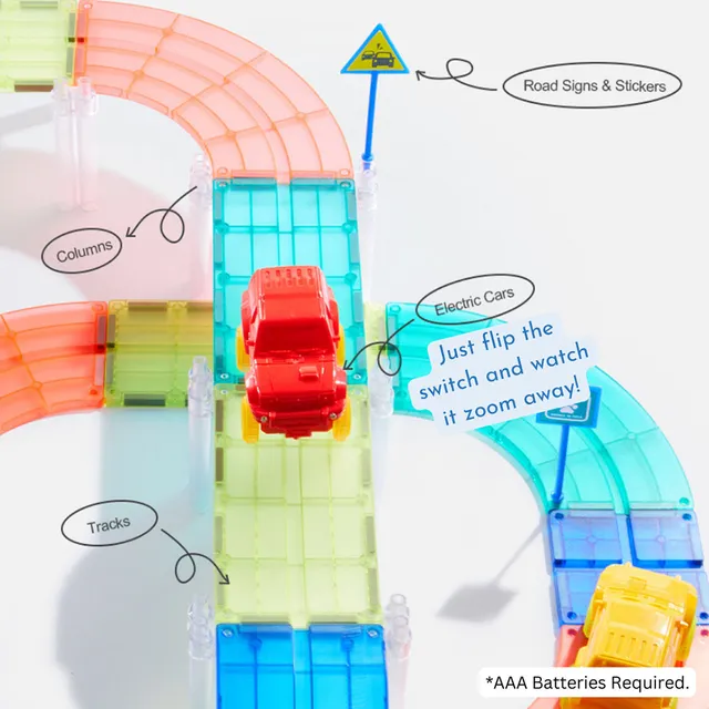 Mideer - Grooved Magnetic Tiles - Racing Track (4)