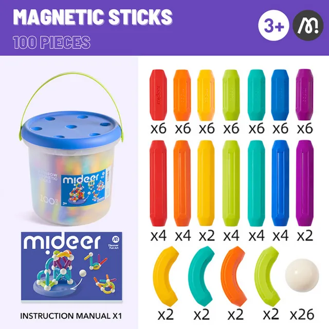 Mideer - Magnetic Sticks - 100 Pcs (7)