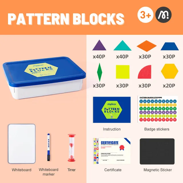 Mideer - Magnetic Wooden Geometry Blocks - 250pcs (11)