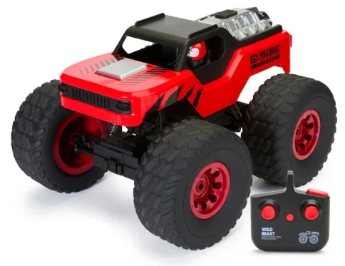 Wild Beast RC truck oversized tyres and 4x4 shock suspension side view