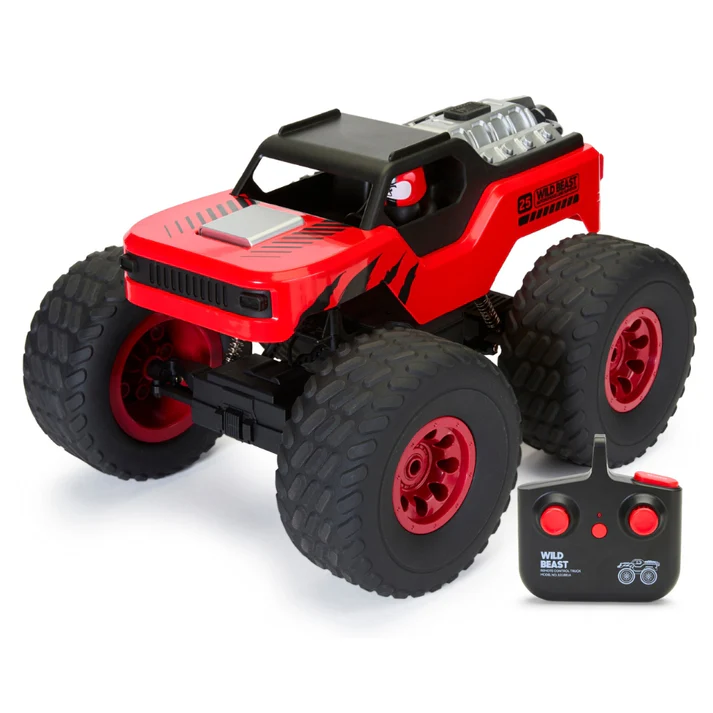 1261022250_02 Wild Beast RC truck oversized tyres and 4x4 shock suspension side view