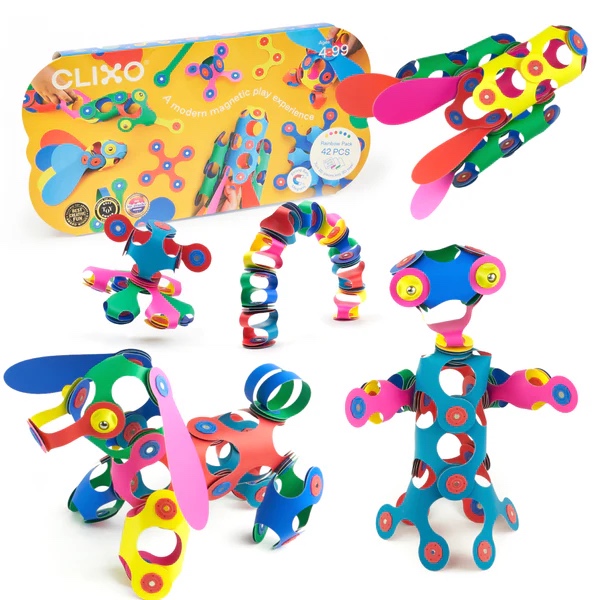 Clixo Rainbow Pack 42 piece magnetic building set UAE